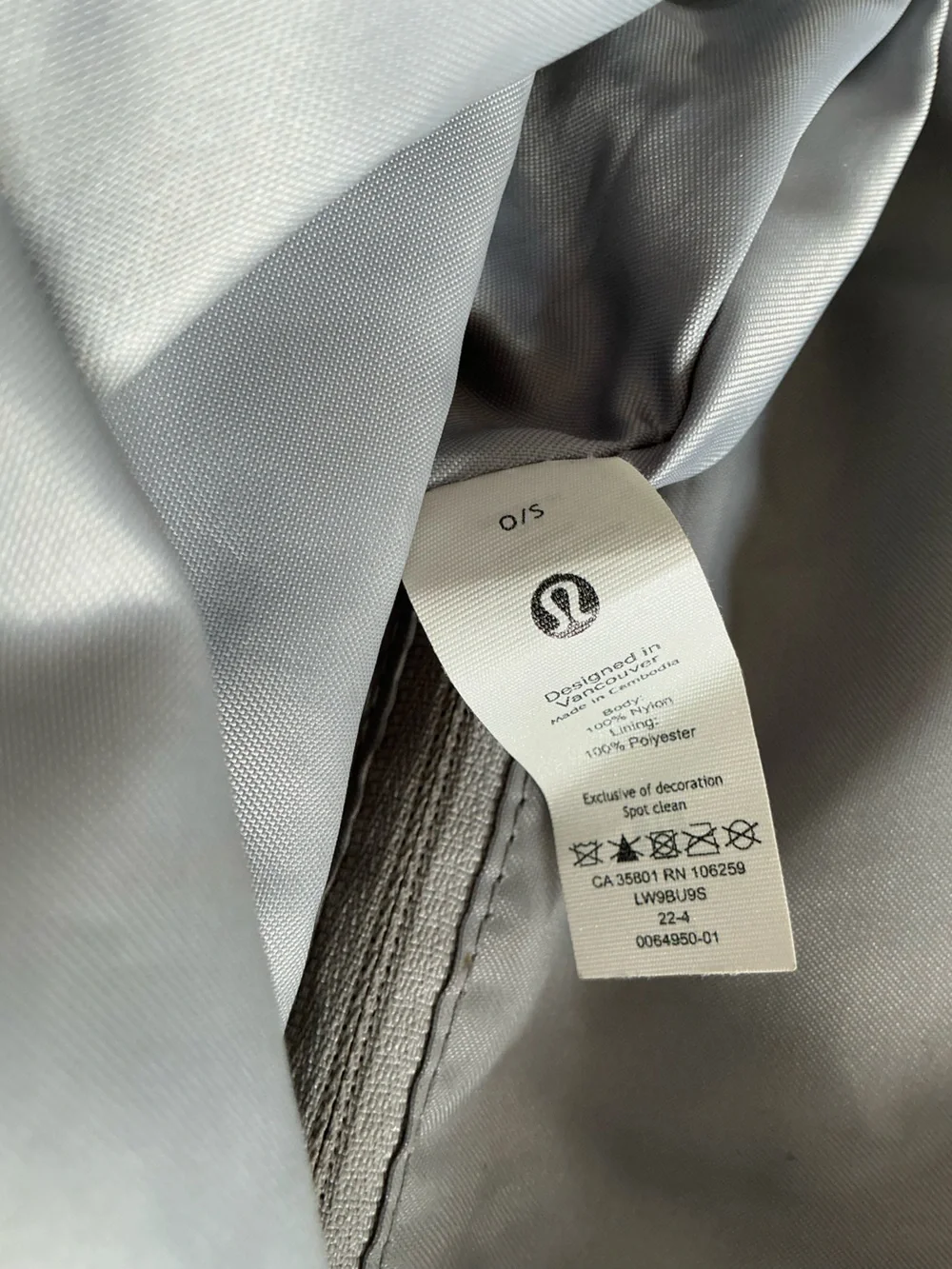 lululemon athletica All Night Nylon Silver Bag